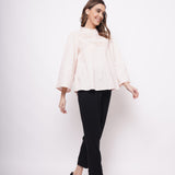 Office Wear Pintuck Light Pink Top - Western Era  Tops