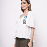 Resort Wear White Print Top - Western Era  Tops