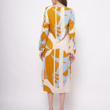 Yellow Bold Print Long dress With Side Keyhole - Western Era  Dresses