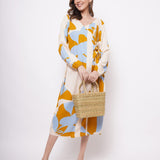 Yellow Bold Print Long dress With Side Keyhole - Western Era  Dresses