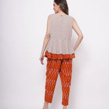 Ikat Print Orange Trousers - Western Era  Bottoms