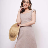 Event Wear Beige Long Dress With Side slit - Western Era  Dresses