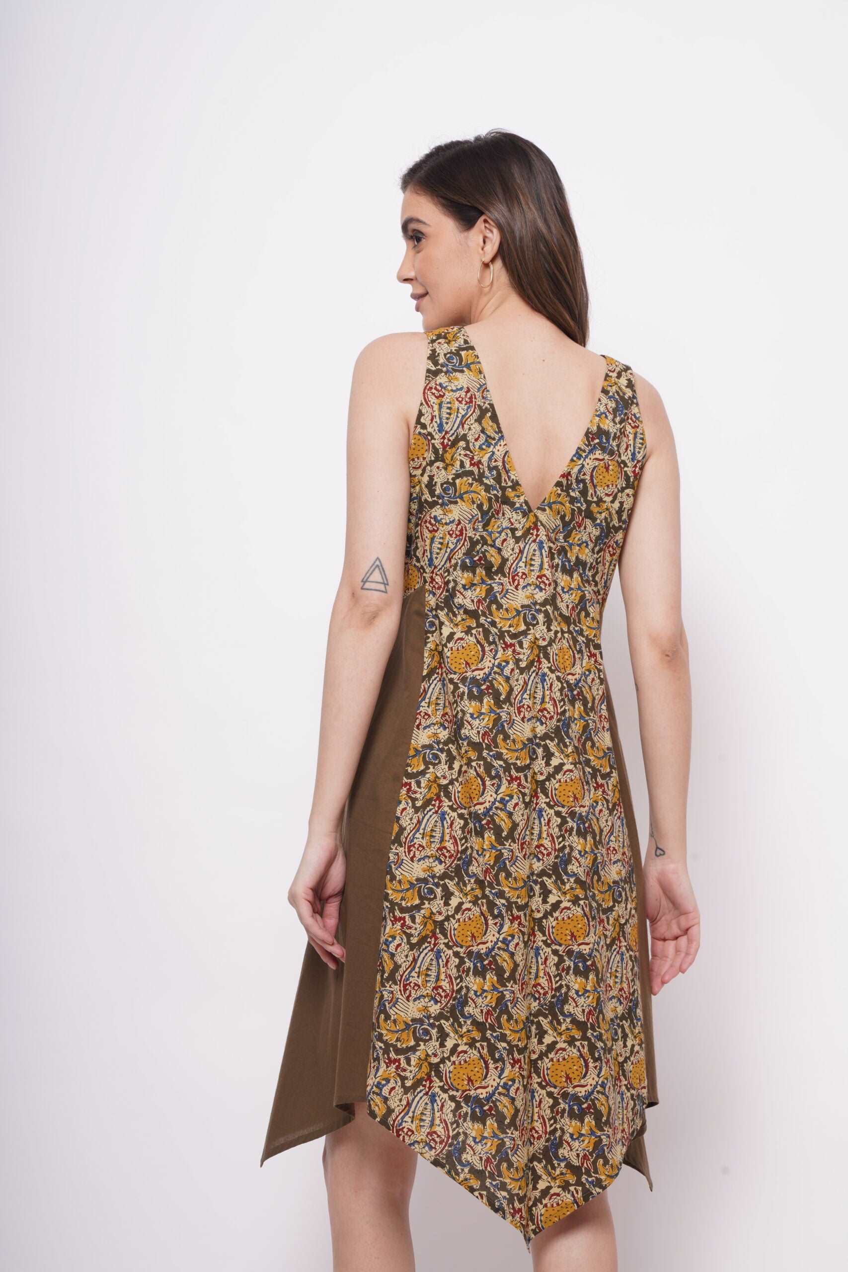 Kalamkari Print Color blocking Oversized Dress - Western Era  Dresses