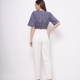 Blue White Pinstripe Crop Top - Western Era  Tops