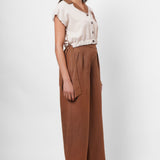 Dori Embroidered Beige Linen Top - Western Era  Tops