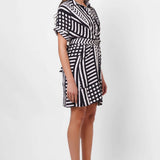 Black and White Wrap Around Dress - Western Era  Dresses