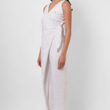 Formal Wear Side Knot Overlap White Jumpsuit - Western Era  Jumpsuits