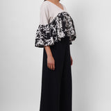 Black and White Linen Color Block Top - Western Era  Tops