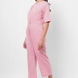 Front Twist Knot Pink Cotton Jumpsuit - Western Era  Jumpsuits