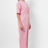 Front Twist Knot Pink Cotton Jumpsuit