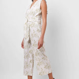 Printed White Jumpsuit with Waist Knot - Western Era  Jumpsuits