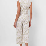 Printed White Jumpsuit with Waist Knot - Western Era  Jumpsuits