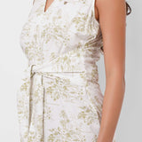 Printed White Jumpsuit with Waist Knot - Western Era  Jumpsuits