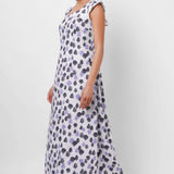 Party Wear Printed Linen Long Dress With Slit - Western Era  Dresses