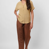 Formal Wear Mustard Moss Crepe Top - Western Era  Tops