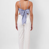 First Date Wear Sleeveless Blue Top With Back Bow - Western Era  Tops