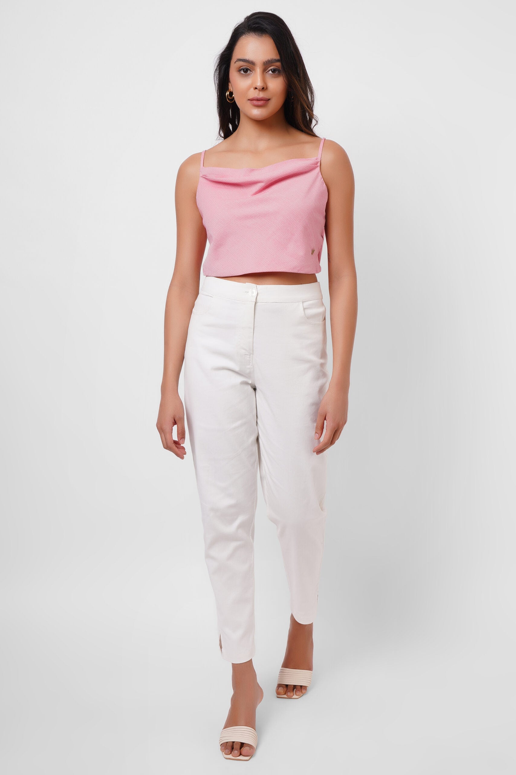First Date Wear Sleeveless Pink Top With Back Bow - Western Era  Tops