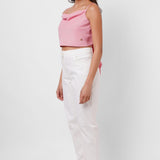 First Date Wear Sleeveless Pink Top With Back Bow - Western Era  Tops