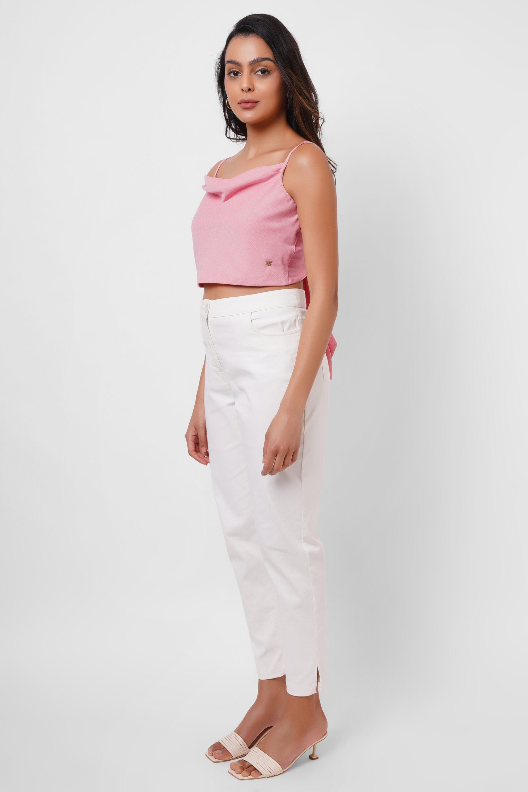 First Date Wear Sleeveless Pink Top With Back Bow - Western Era  Tops