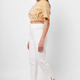 Yellow Toile Print Crop Top - Western Era  Tops