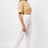 Yellow Toile Print Crop Top - Western Era  Tops