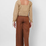 Square Neck Mud Top with Elasticated Cuff - Western Era  Tops