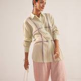 Green Line Embroidered Oversized Shirt - Western Era  Tops