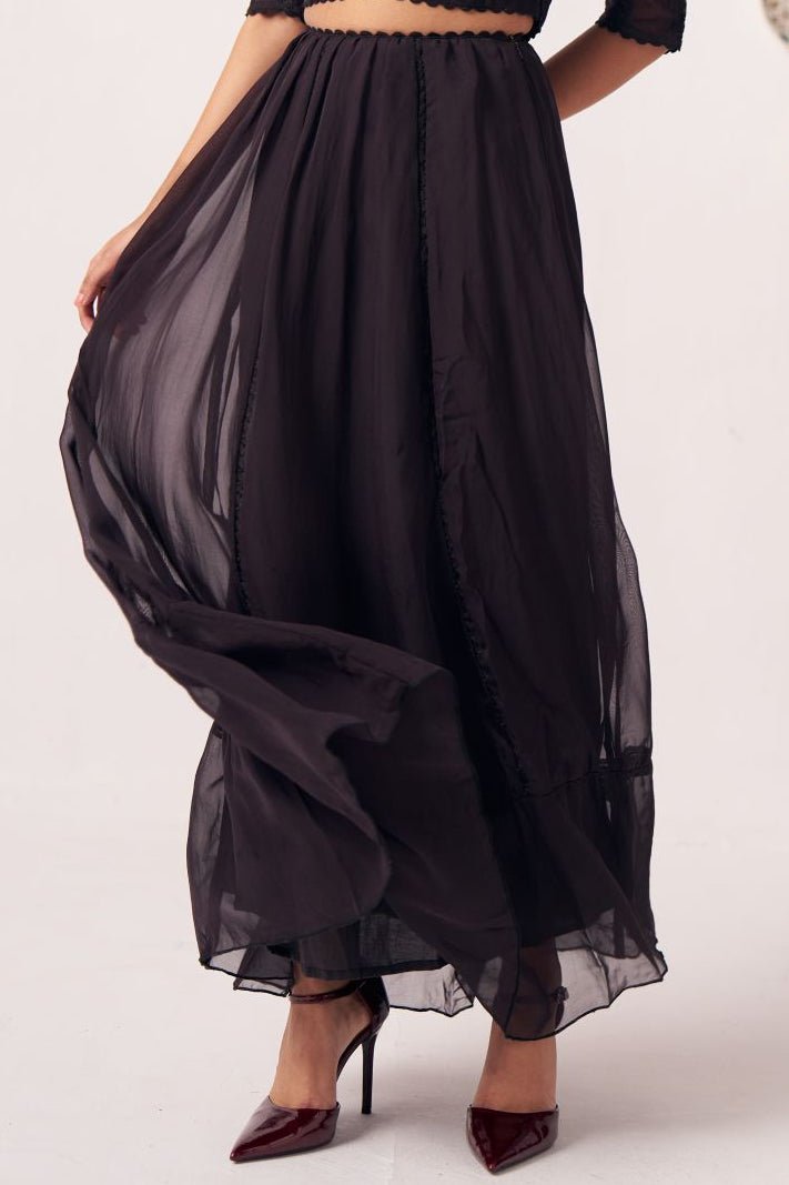 Aaira Black Maxi Skirt - Western Era Bottoms for women