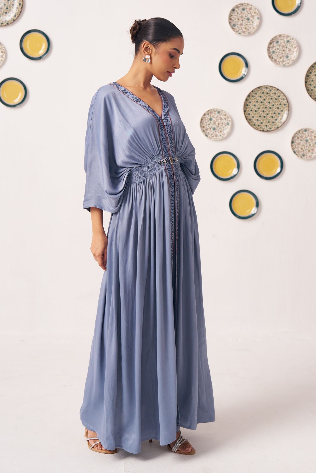 Aeris Steel Blue Embellished Maxi Dress - Western Era Dresses for women
