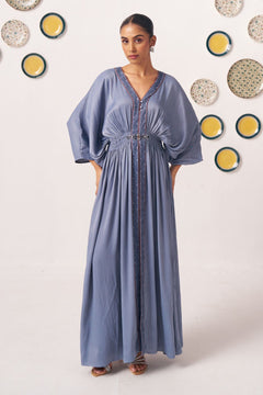 Aeris Steel Blue Embellished Maxi Dress - Western Era Dresses for women