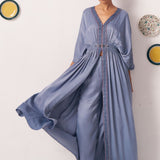 Aeris Steel Blue Embellished Maxi Dress - Western Era Dresses for women