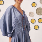 Aeris Steel Blue Embellished Maxi Dress - Western Era Dresses for women