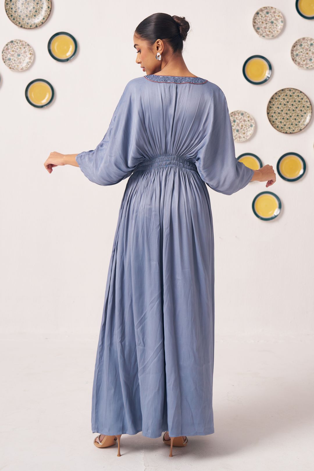 Aeris Steel Blue Embellished Maxi Dress - Western Era Dresses for women