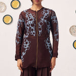 Aira Chocolate Brown Embroidered Jacket With Inner - Western Era Tops for women