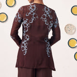 Aira Chocolate Brown Embroidered Jacket With Inner - Western Era Tops for women
