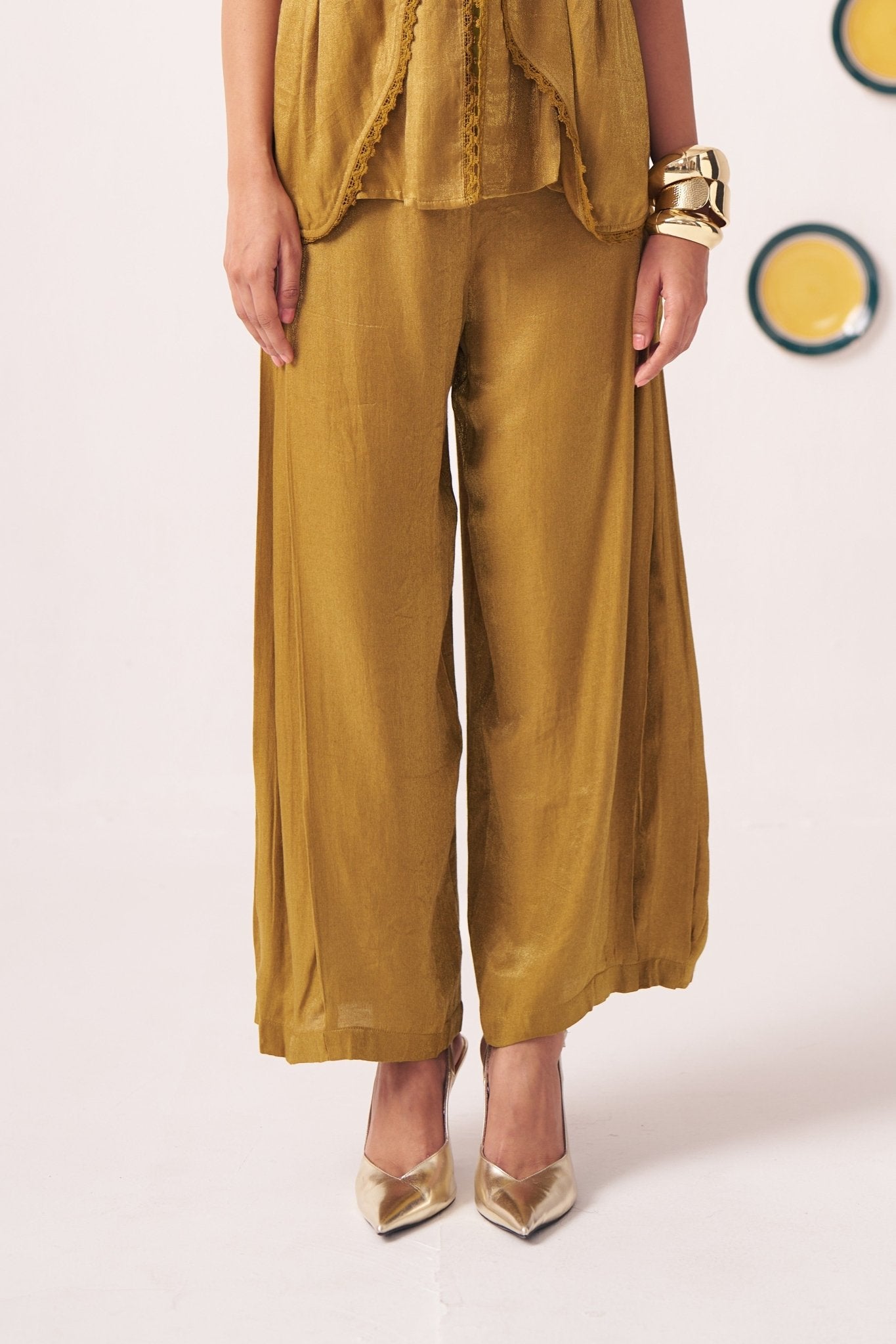 Amirae Gold Shimmer Trouser - Western Era trousers for women