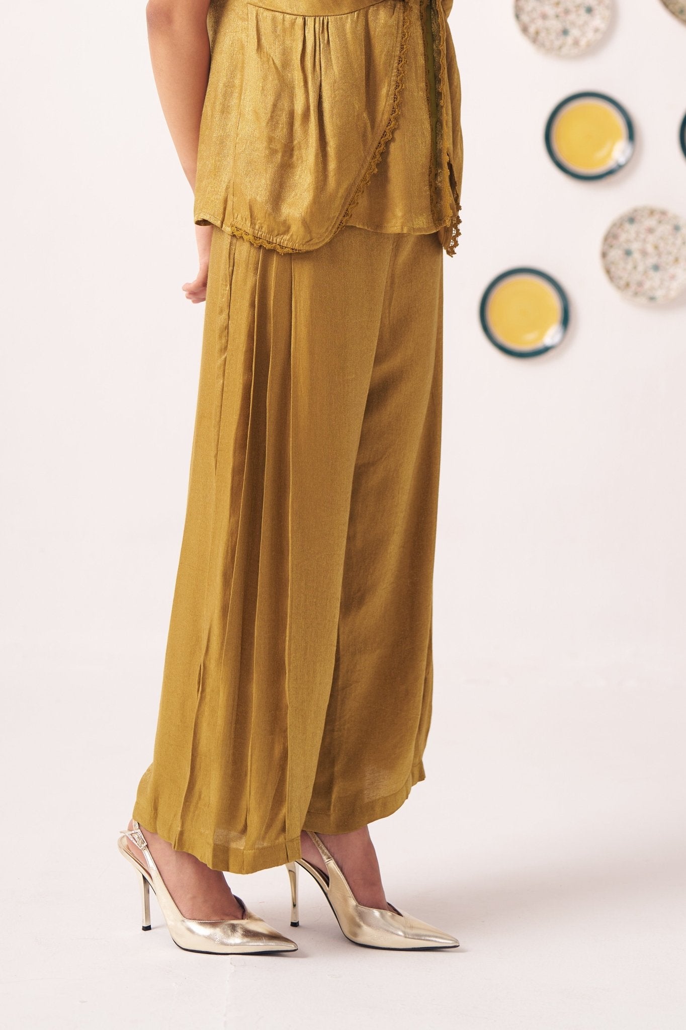 Amirae Gold Shimmer Trouser - Western Era trousers for women