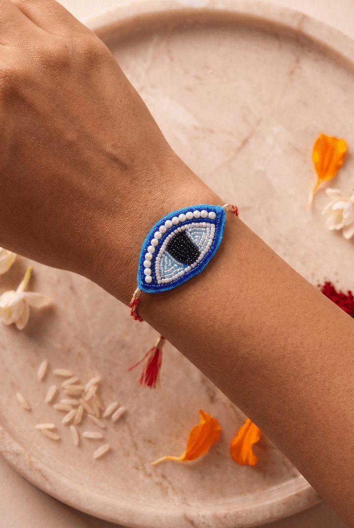 Artisan Evil Eye Beaded Thread Rakhi - Western Era Rakhi for women