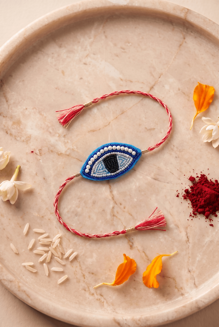Artisan Evil Eye Beaded Thread Rakhi - Western Era Rakhi for women