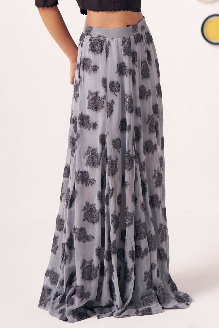 Ashen Grey Jacquard Maxi Skirt - Western Era Bottoms for women
