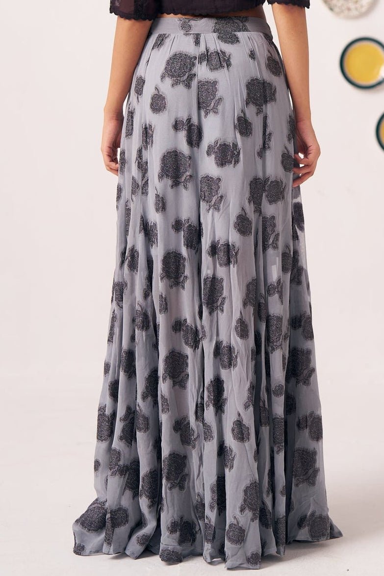 Ashen Grey Jacquard Maxi Skirt - Western Era Bottoms for women