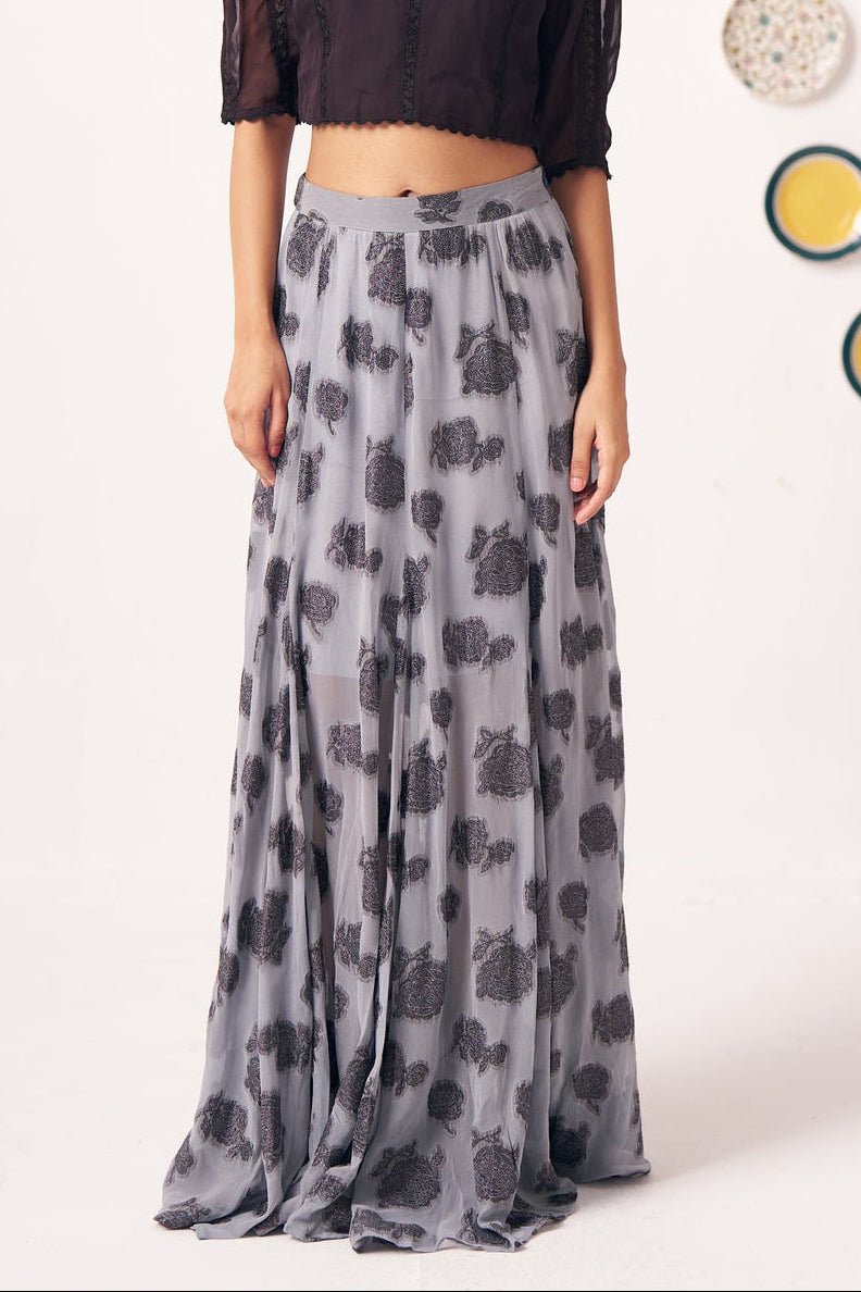 Ashen Grey Jacquard Maxi Skirt - Western Era Bottoms for women