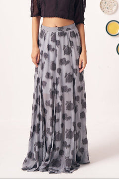Ashen Grey Jacquard Maxi Skirt
