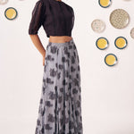 Ashra Black Textured Crop Top & Grey Printed Maxi Skirt Co - Ord Set - Western Era Co - ord set for women