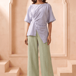 Asymmetric Draped Overlay Top and Laced Straight Fit Trouser Set - Western Era Co-ord set for women