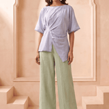 Asymmetric Draped Overlay Top and Laced Straight Fit Trouser Set - Western Era Co-ord set for women