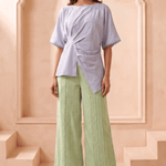 Asymmetric Draped Overlay Top and Laced Straight Fit Trouser Set - Western Era Co-ord set for women