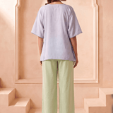 Asymmetric Draped Overlay Top and Laced Straight Fit Trouser Set - Western Era Co-ord set for women