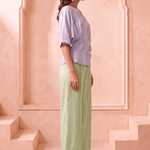 Asymmetric Draped Overlay Top and Laced Straight Fit Trouser Set - Western Era Co-ord set for women
