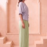 Asymmetric Draped Overlay Top and Laced Straight Fit Trouser Set - Western Era Co-ord set for women